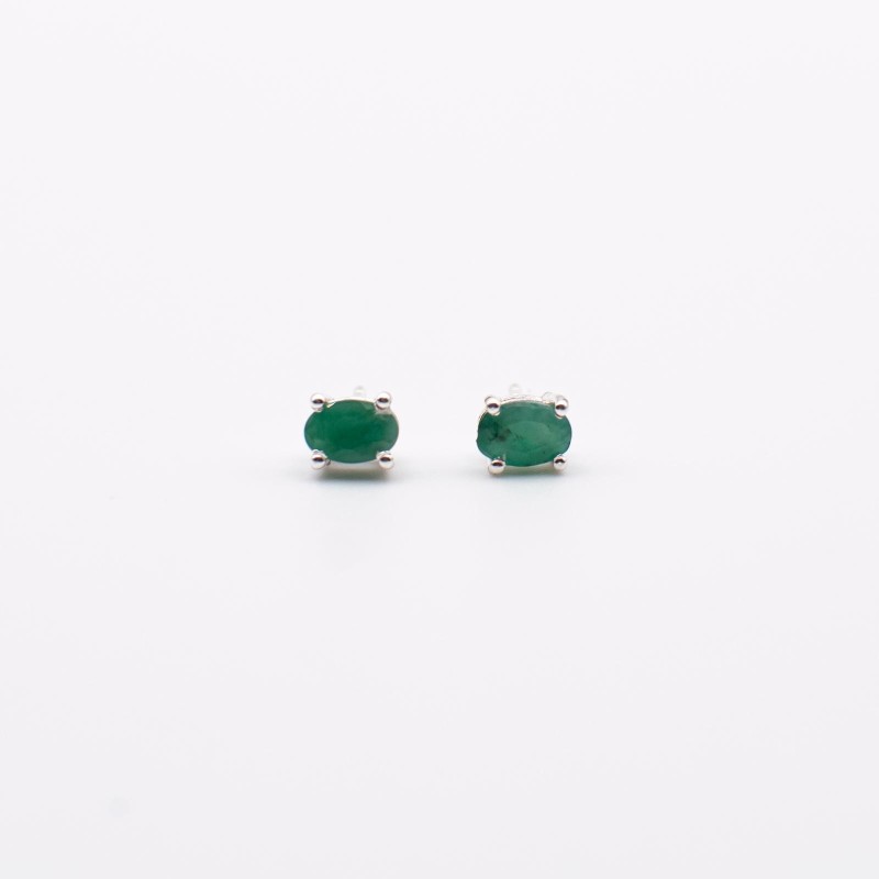 Smaragdové náušnice stříbrné ovál Smaragdové náušnice stříbrné ovál