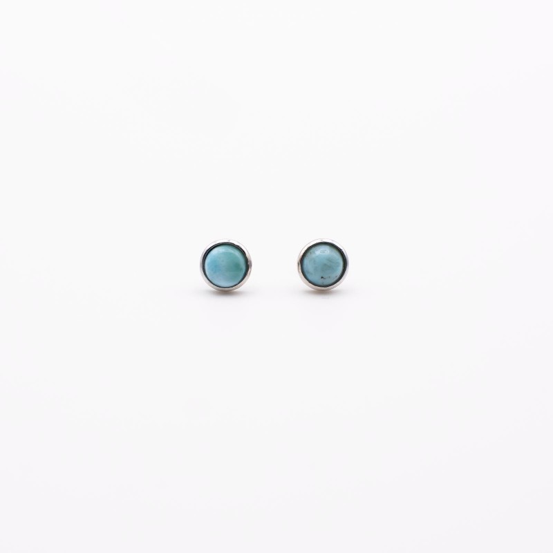 Larimar stříbrné náušnice - kulaté na puzetku Larimar stříbrné náušnice - kulaté na puzetku
