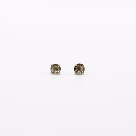 Vltavínové náušnice pecky ve stříbře/Pravý český vltavín.