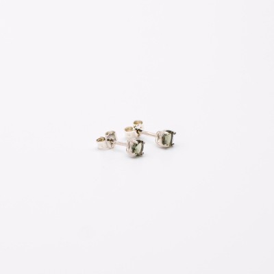 Vltavínové náušnice pecky ve stříbře/Pravý český vltavín.