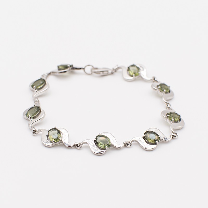 Vltavín náramek stříbrný Vltavín náramek stříbrný