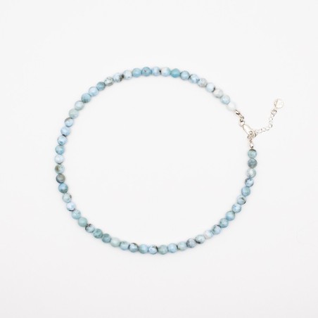 Larimar náhrdelník kuličky ve stříbře 925/1000 / Pravý larimar