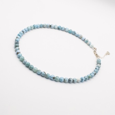 Larimar stříbrný náhrdelník kuličky 7 mm