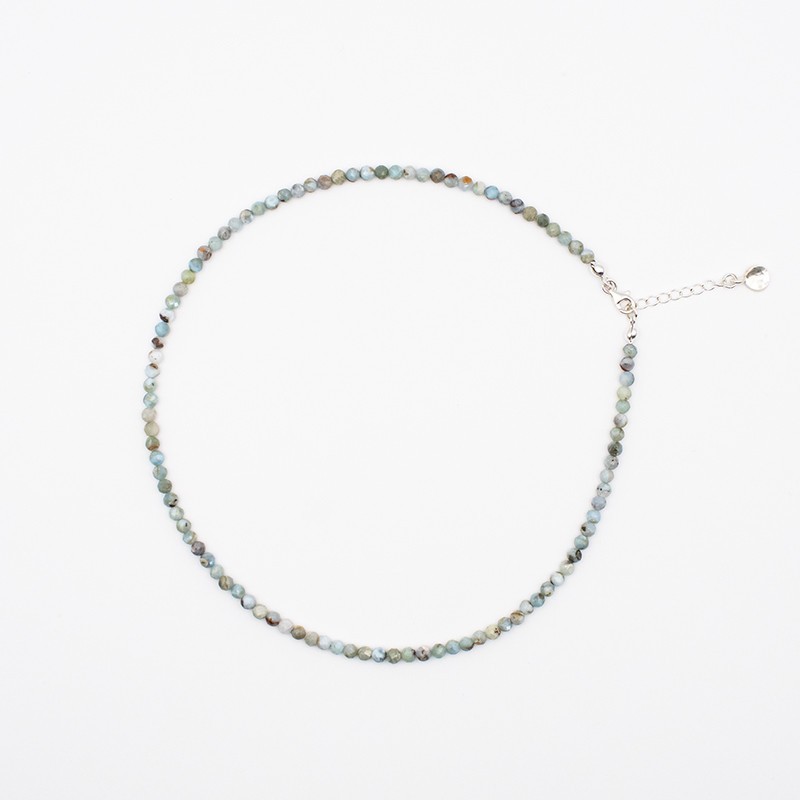 Larimar stříbrný náhrdelník - mix barev broušený