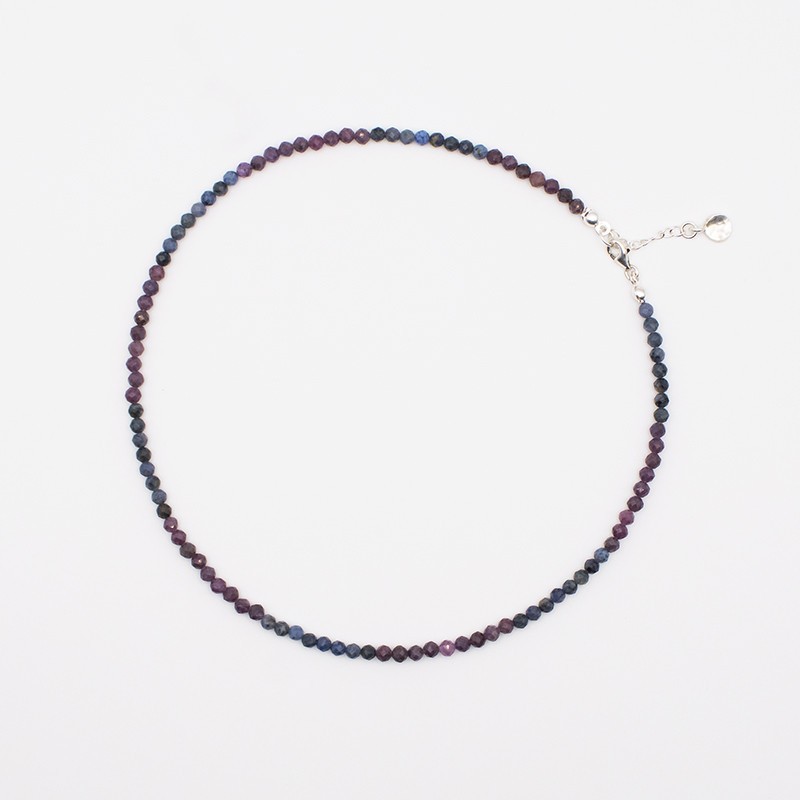 Náhrdelník rubín a safír - mix barev broušené korálky Náhrdelník rubín a safír - mix barev broušené korálky