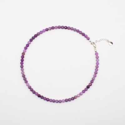 Náhrdelník s broušeným  přírodním rubínem - korálky / Stříbro 925.