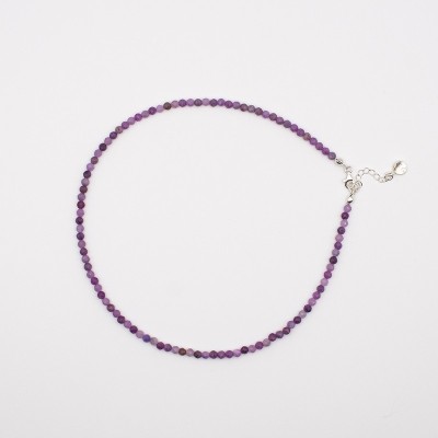 Náhrdelník s broušeným  přírodním rubínem - korálky / Stříbro 925.