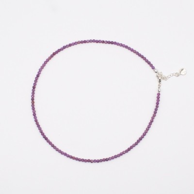 Náhrdelník s broušeným  přírodním rubínem - korálky / Stříbro 925.