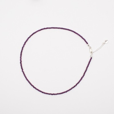 Stříbrný náhrdelník z přírodního broušeného  rubínu - korálky / Stříbro 925.