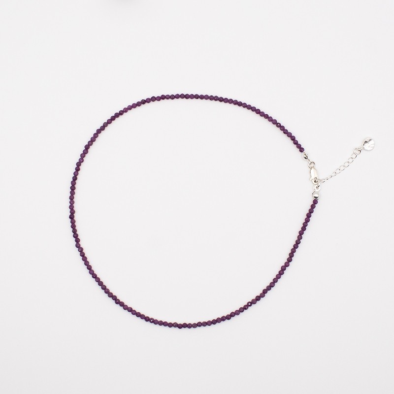 Rubínový náhrdelník stříbrný - broušené korálky Rubínový náhrdelník stříbrný - broušené korálky