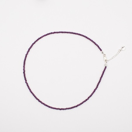 Stříbrný náhrdelník z přírodního broušeného  rubínu - korálky / Stříbro 925.