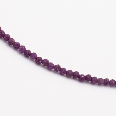 Stříbrný náhrdelník z přírodního broušeného  rubínu - korálky / Stříbro 925.