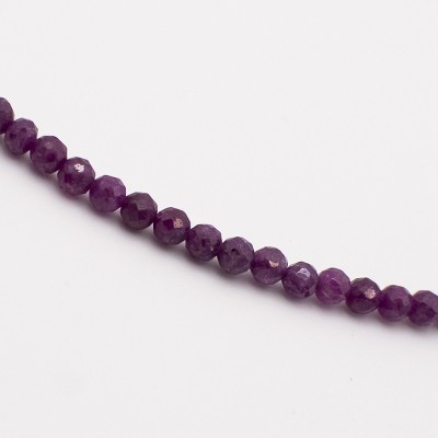 Stříbrný náhrdelník z přírodního broušeného  rubínu - korálky / Stříbro 925.