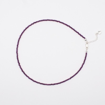 Stříbrný náhrdelník z přírodního broušeného  rubínu - korálky / Stříbro 925.