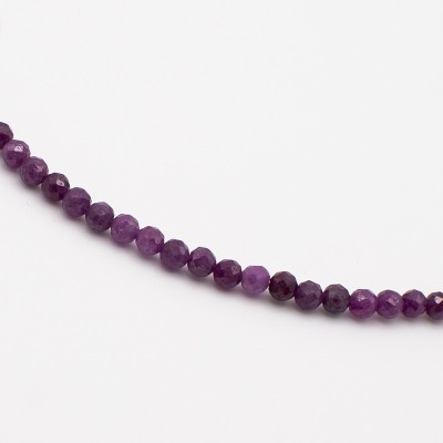 Stříbrný náhrdelník z přírodního broušeného  rubínu - korálky / Stříbro 925.