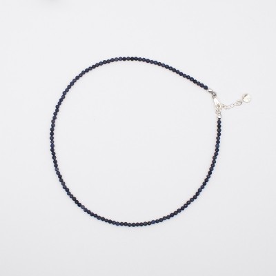 Náhrdelník z přírodního safíru - broušené korálky / Stříbro 925.