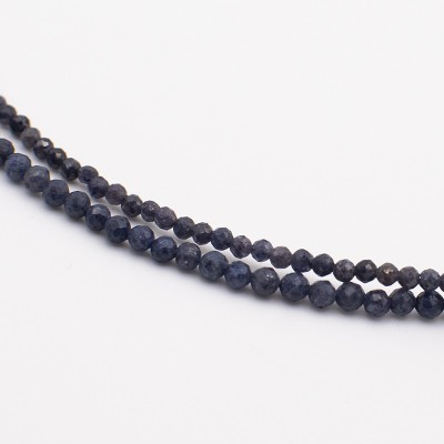 Náhrdelník z přírodního safíru - broušené korálky / Stříbro 925.