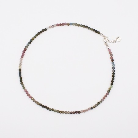 Náhrdelník z barevného turmalínu - broušené korálky / Stříbro 925.