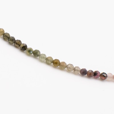 Náhrdelník z barevného turmalínu - broušené korálky / Stříbro 925.