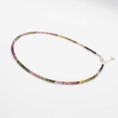 Náhrdelník z melounového turmalínu - jemný lesk / Stříbro 925.