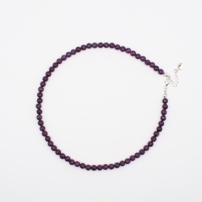 Stříbrný náhrdelník z přírodního broušeného  rubínu - korálky / Stříbro 925.