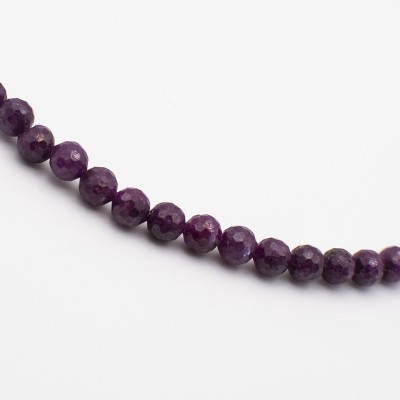 Stříbrný náhrdelník z přírodního broušeného  rubínu - korálky / Stříbro 925.