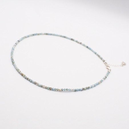 Náhrdelník larimar stříbrný - broušené korálky