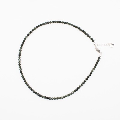 Náhrdelník ze serafinitu - broušené  korálky / Prodlužovací řetízek 925.