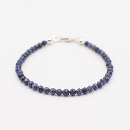 Náramek z přírodního safíru - broušené  korálky / Stříbro 925.