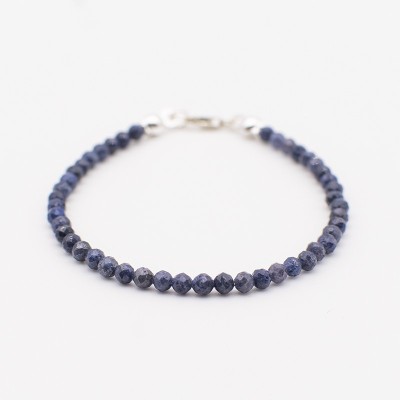 Náramek z přírodního safíru - broušené  korálky / Stříbro 925.