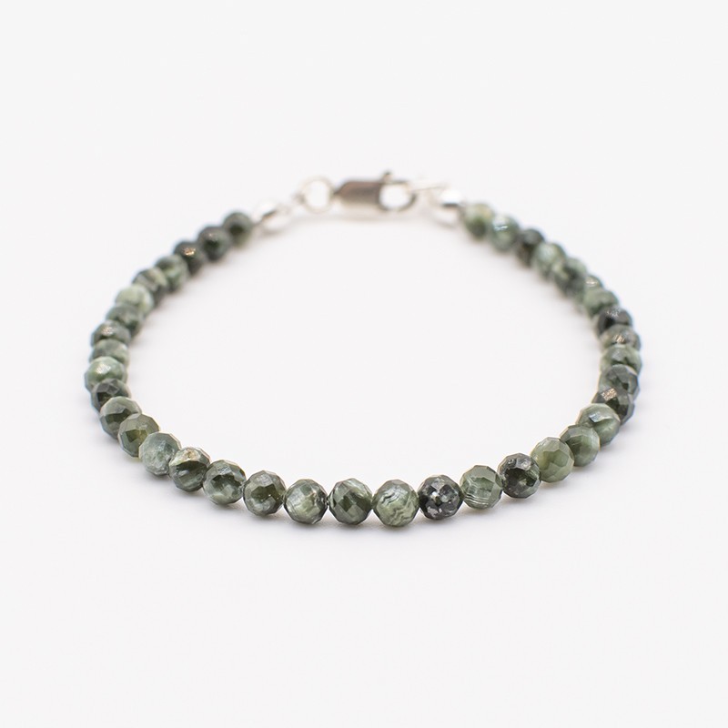 Náramek serafinit stříbro - broušené  korálky