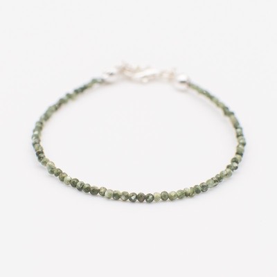 Náramek serafinit stříbro - broušené  korálky