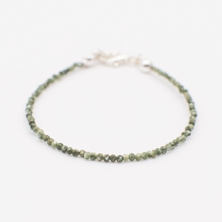 Náramek serafinit stříbro - broušené  korálky