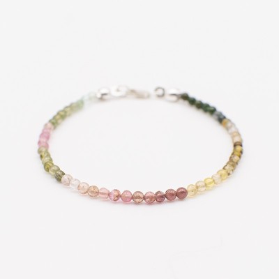 Náramek z melounového přírodního turmalínu/ Stříbro 925.