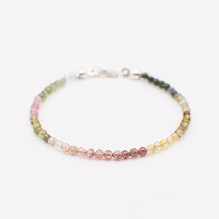 Náramek z melounového přírodního turmalínu/ Stříbro 925.