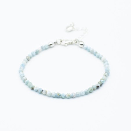 Náramek z pravého larimaru broušené korálky /Stříbro 925