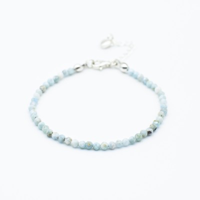 Náramek z pravého larimaru broušené korálky /Stříbro 925