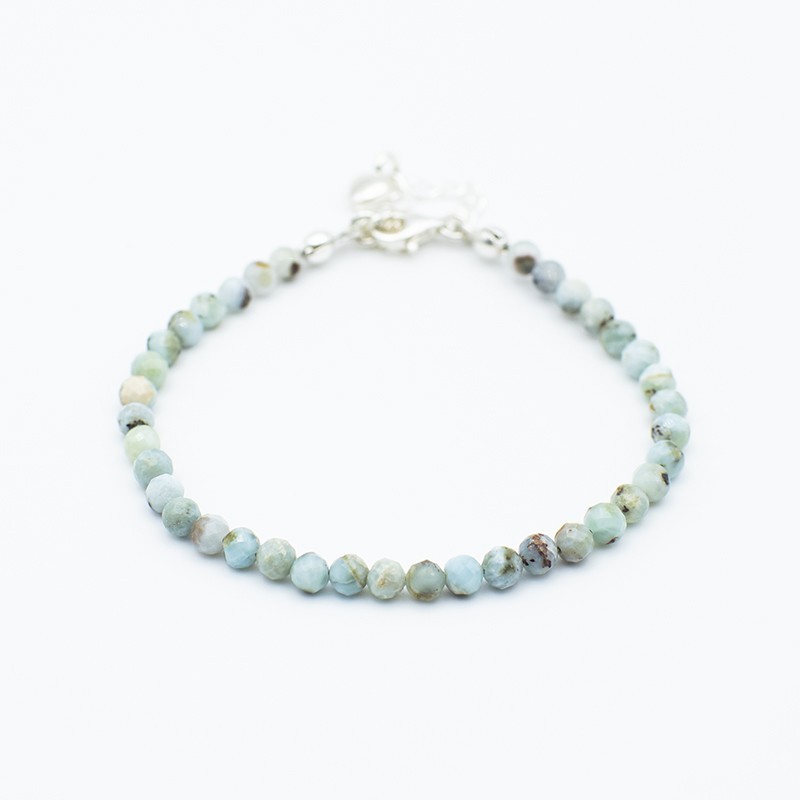 Larimar stříbrný náramek - mix barev broušený