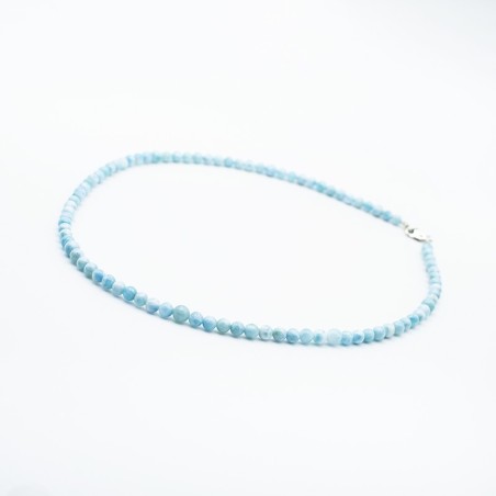 Stříbrný náhrdelník z larimaru 54 cm / Přírodní kuličky 5-6 mm.