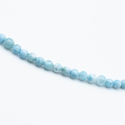 Stříbrný náhrdelník z larimaru 54 cm / Přírodní kuličky 5-6 mm.