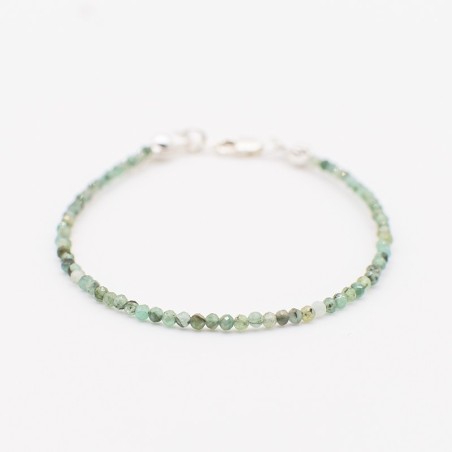 Smaragdový náramek stříbrný - broušené korálky
