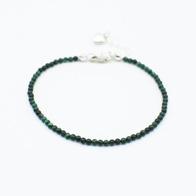 Náramek pravý přírodní malachit - kuličky /Stříbro 925.
