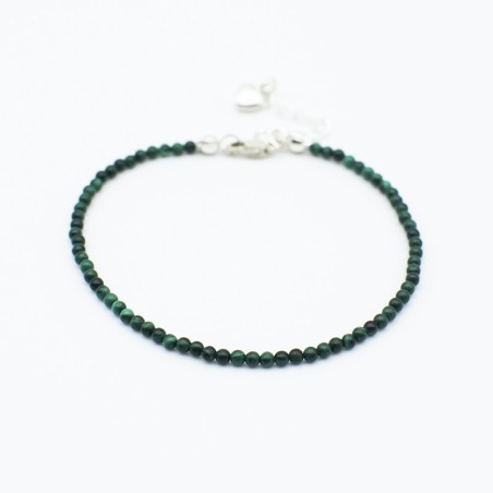 Náramek pravý přírodní malachit - kuličky /Stříbro 925.