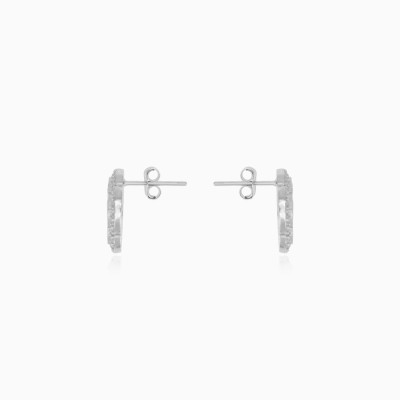 Stříbrné náušnice s achátem a zirkony čtyřlístek