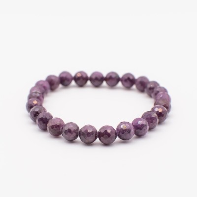 Safírový náramek temně fialový/Broušené korálky/Kámen intuice a klidu.