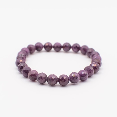 Safírový náramek temně fialový/Broušené korálky/Kámen intuice a klidu.