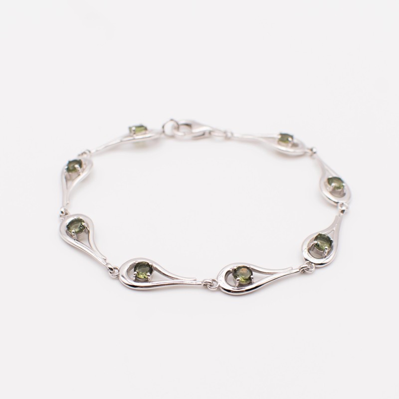 Vltavín náramek stříbrný