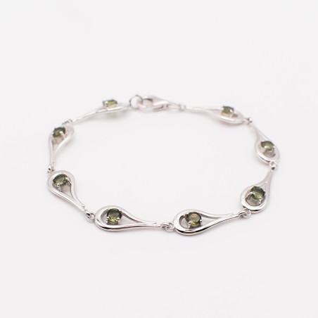 Vltavínový náramek broušený ve stříbře/ Pravý český vltavín.